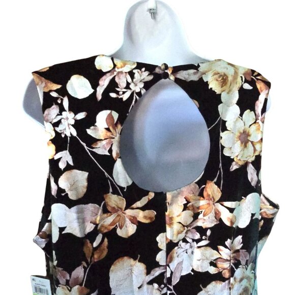 Rachel Roy Floral Sleeveless Velvet Dress Keyhole Back Design Black & Beige NWT - Picture 5 of 16